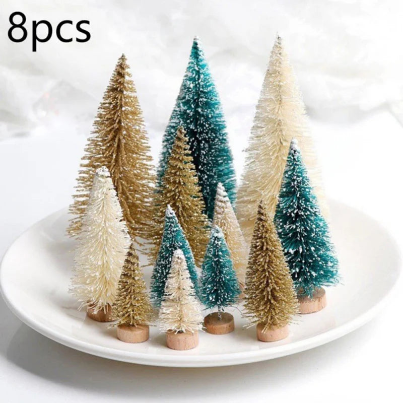 8pcs Mini Decorative Christmas Tree New Year 2024