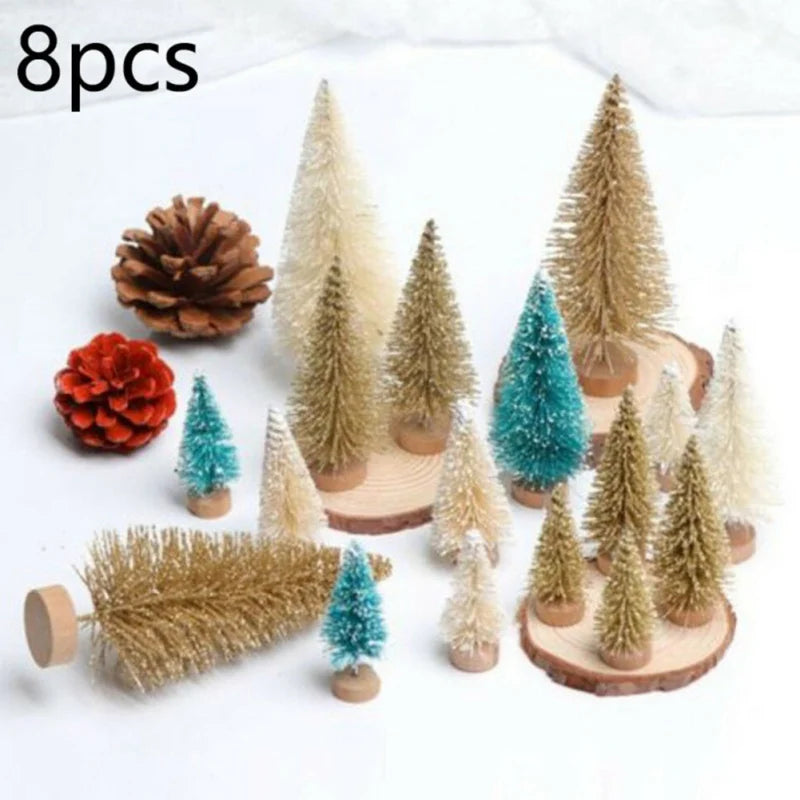 8pcs Mini Decorative Christmas Tree New Year 2024